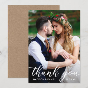 Bröllop Photo Tack Kraft Card Inbjudningar