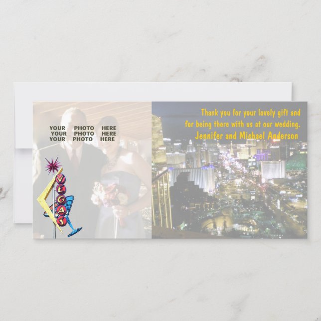 Bröllop Photo Tack Las Vegas Neon-tecken Kort (Framsida)