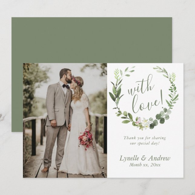 Bröllop Photo Tack med Namn Kort (Fram/baksida)
