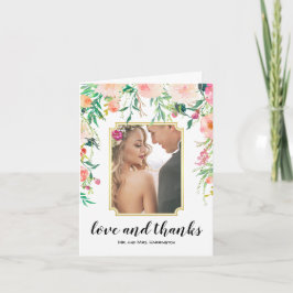 Bröllop Photo Tack med vattenfärg Blommigt Kort