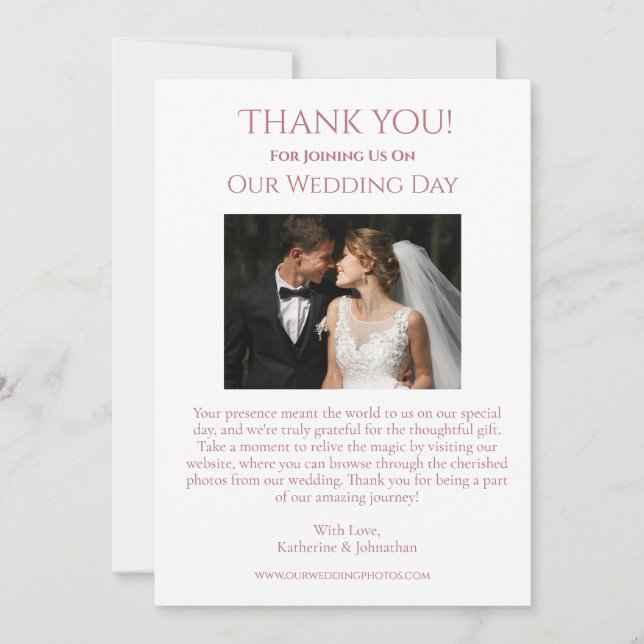 Bröllop Photo-Tack - Modern Rosa Heart Inbjudningar (Framsida)