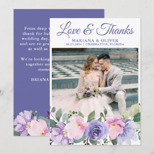 Bröllop Photo Tackto You Card Lavender Blommigt Inbjudningar