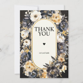 Bröllop Photo Tackyou Card Black Blommigt Tack Kort