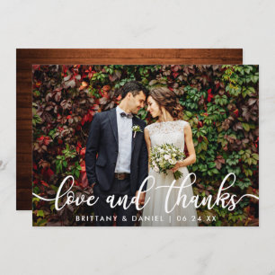 Bröllop Photo Wood Kärlek och tackkort Inbjudningar