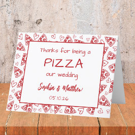 Bröllop Pizza Red Italiana Hand plockade Funny Tack Kort