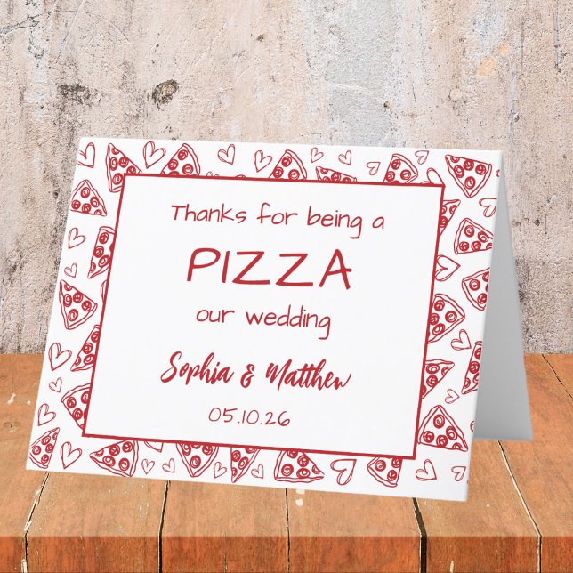 Bröllop Pizza Red Italiana Hand plockade Funny Tack Kort (Skapare uppladdad)