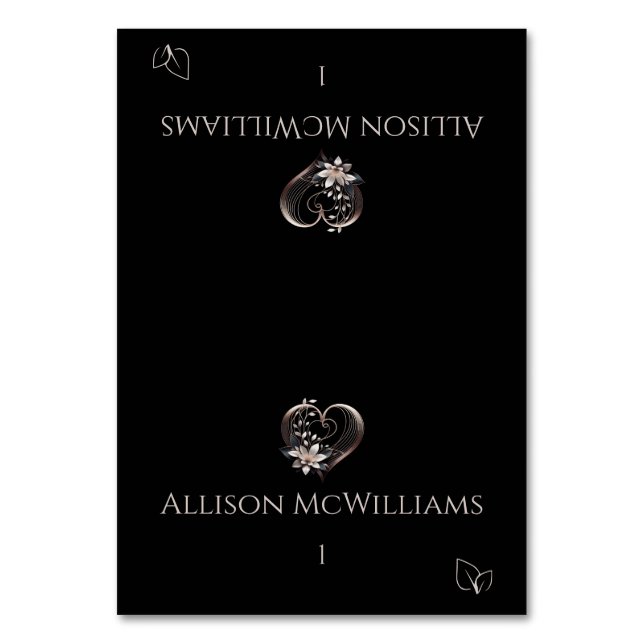 Bröllop Place card-Rosa Heart-Vegetarian Icon Bordsnummer (Framsidan)