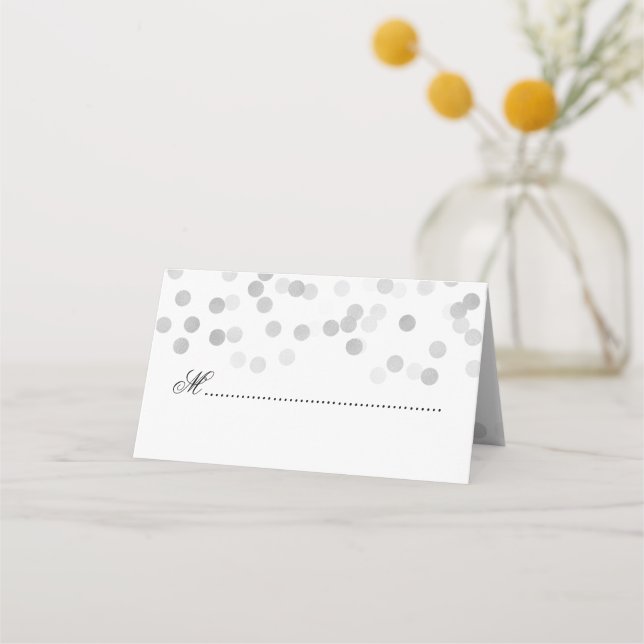 Bröllop Place Card Silver Foil Glitter Ljus Placeringskort (Framsida)