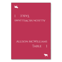 Bröllop Place cards-Kött Icon-Viva Magenta- Bordsnummer