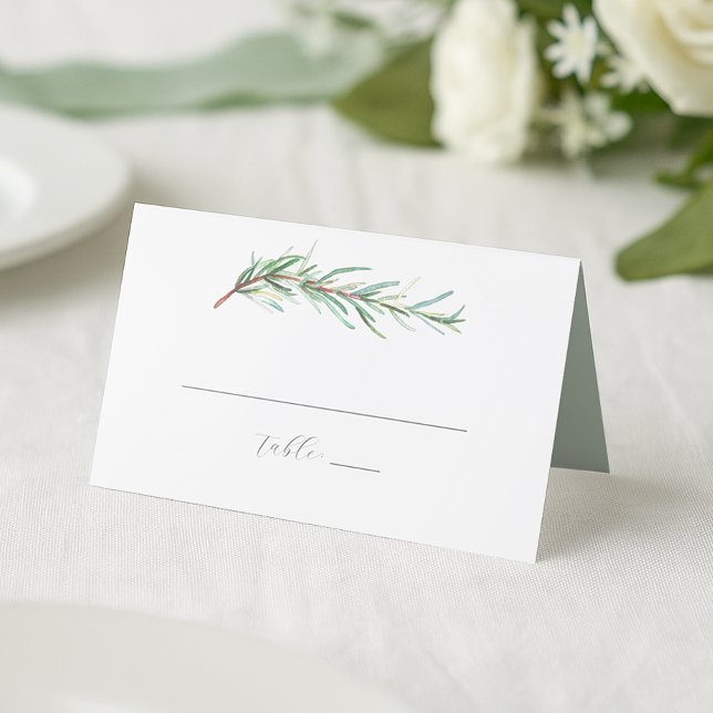 Bröllop Place Cards Watercolor Rosemary Placeringskort (wedding place cards designed with watercolor rosemary perfect for a micro wedding theme)