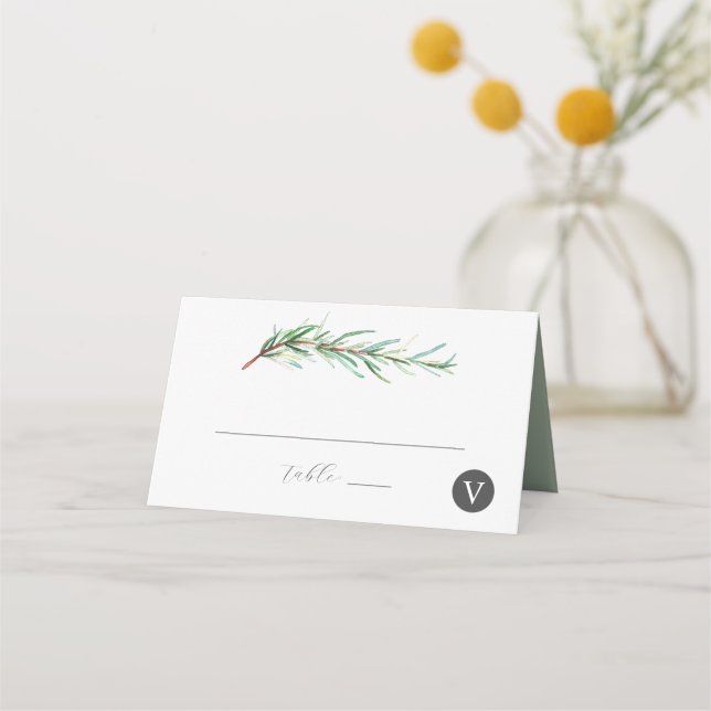 Bröllop Place Cards Watercolor Rosemary Placeringskort (Framsida)