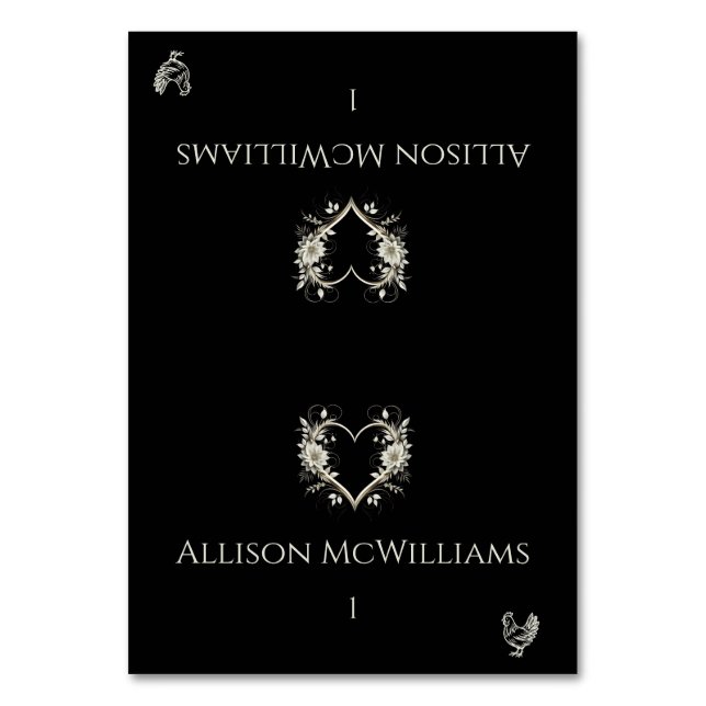 Bröllop Place-Chicken Icon-Flowers Bordsnummer (Framsidan)