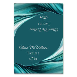 Bröllop Place-Fish Icon-Emerald Grönt- Bordsnummer