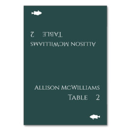 Bröllop Place-Fish Icon-Emerald Grönt- Bordsnummer