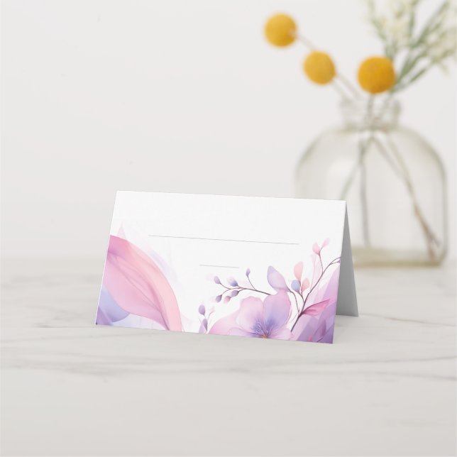 Bröllop Place-kort-Blommar för vattenfärgskörsbär Placeringskort (Baksida)