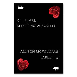 Bröllop Place-kort-Gris Icon-Hjärtformade Red Ros Bordsnummer