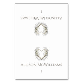 Bröllop Place-kort - Moderna blommor med hjärta Bordsnummer