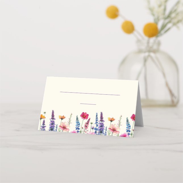 Bröllop Place kort-Wildblomsymfoni- Placeringskort (Baksida)