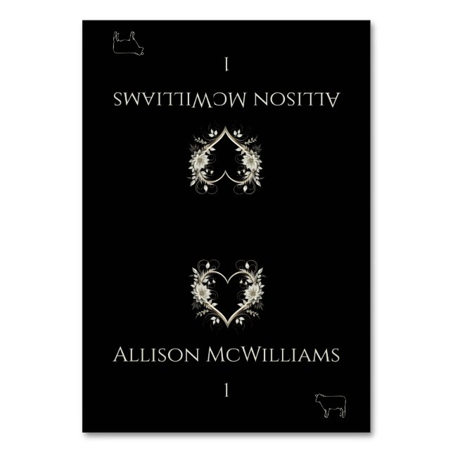 Bröllop Place-Kött-Icon-Flowers Bordsnummer (Framsidan)