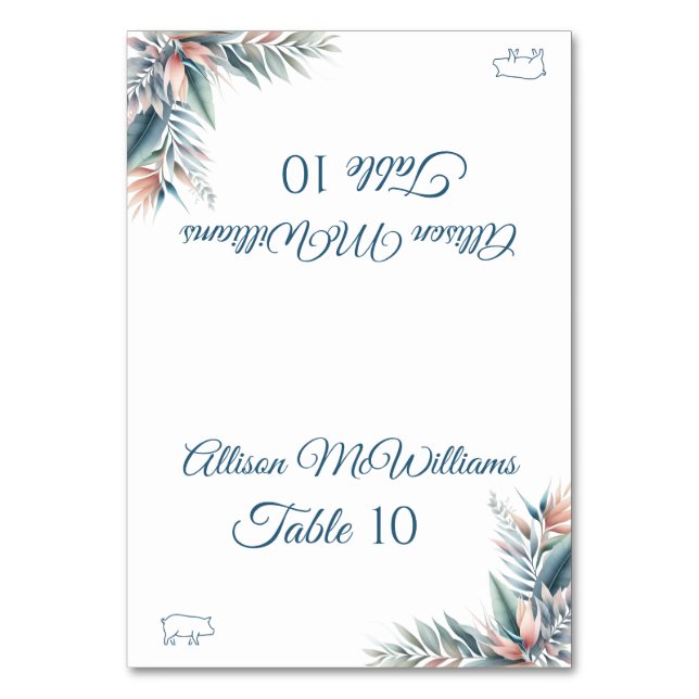 Bröllop Place-Tropical Dream-Gris Icon- Bordsnummer (Framsidan)