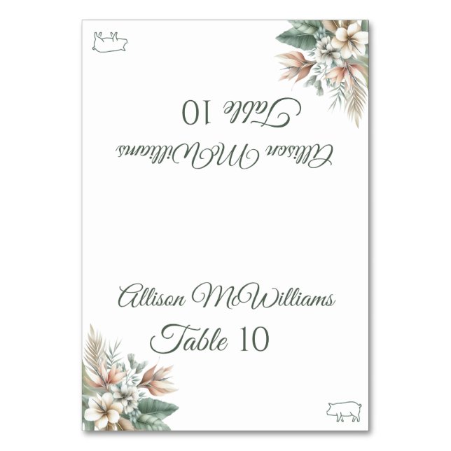 Bröllop Place-Tropical Elegance-Gris Icon- Bordsnummer (Framsidan)