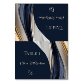 Bröllop Place-Vegan Icon-Blue White Guld- Bordsnummer