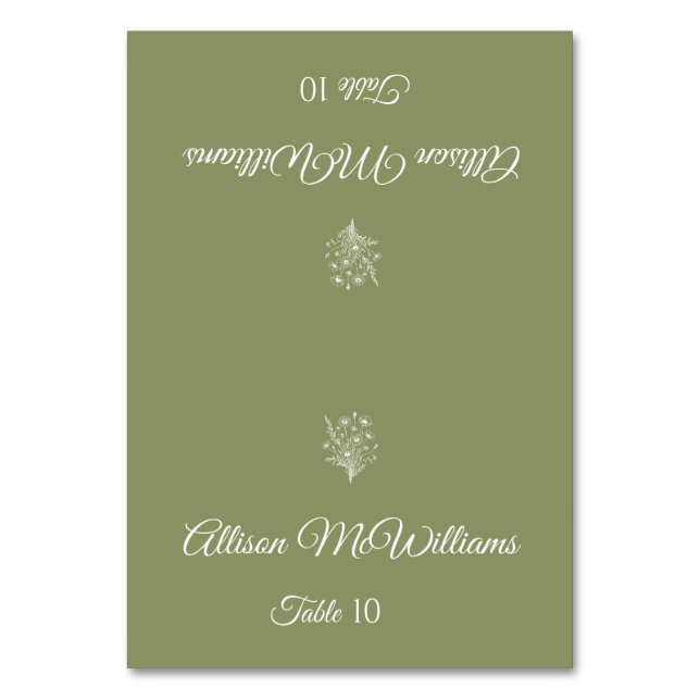 Bröllop Place-Vegetarian-Wildblome Elegance Bordsnummer (Framsidan)