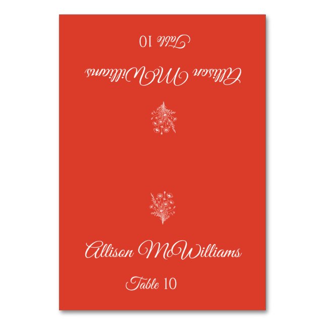 Bröllop Place-Vegetarian-Wildblome Elegance Bordsnummer (Framsidan)