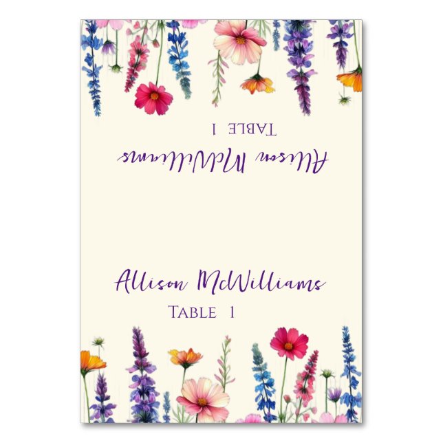 Bröllop Place-Vegetarian-Wildblomsymfoni Bordsnummer (Framsidan)