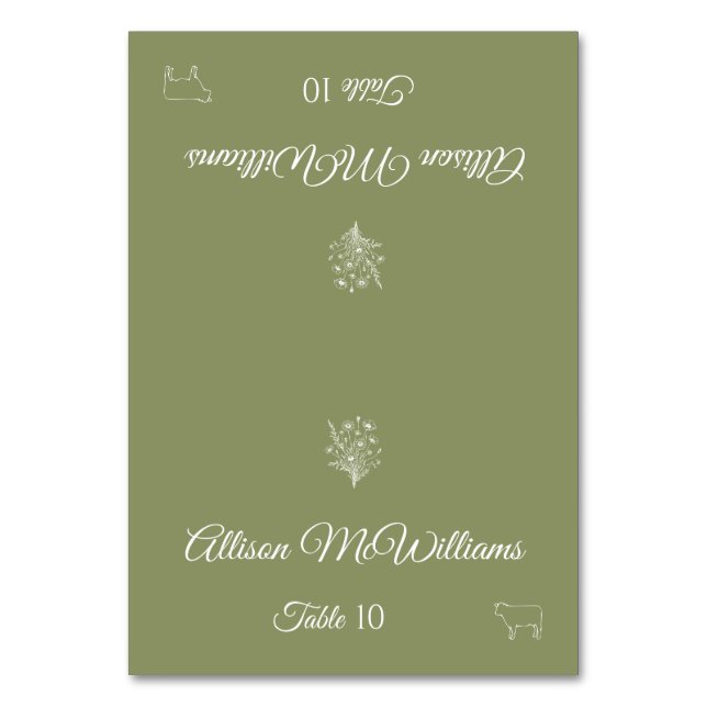 Bröllop Place-Wildblomelegance-Kött- Bordsnummer (Framsidan)
