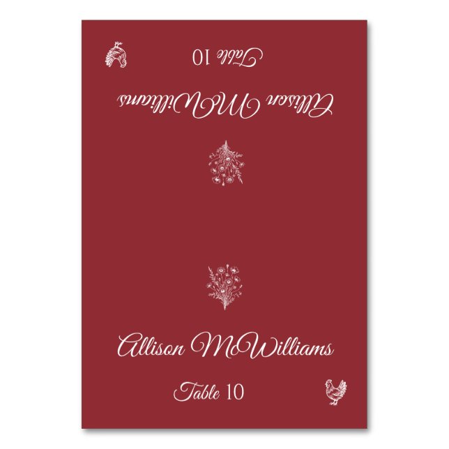 Bröllop Place-Wildblomma-Poultry-Bord Bordsnummer (Framsidan)