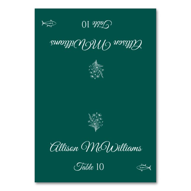 Bröllop Place-Wildblomme Elegance Fish Icon- Bordsnummer (Framsidan)