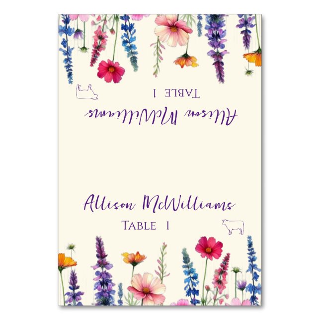 Bröllop Place-Wildblomsymfony-Kött- Bordsnummer (Framsidan)
