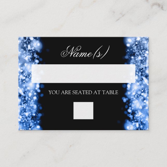 Bröllop Placecards mousserande Ljus Sapphire Blue Placeringskort (Framsida)