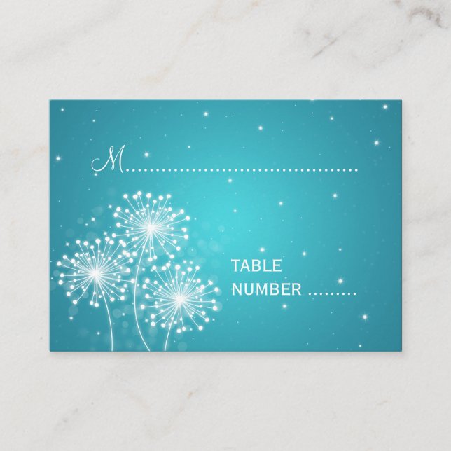 Bröllop Placecards Sommar-Gnistra-turkos Placeringskort (Framsida)