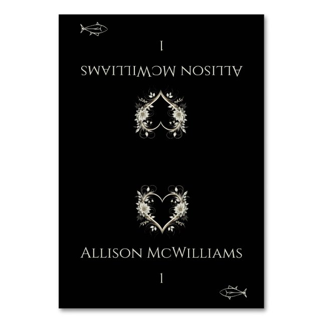 Bröllop Placera kort-Fikon-Blommor med hjärta Bordsnummer (Framsidan)