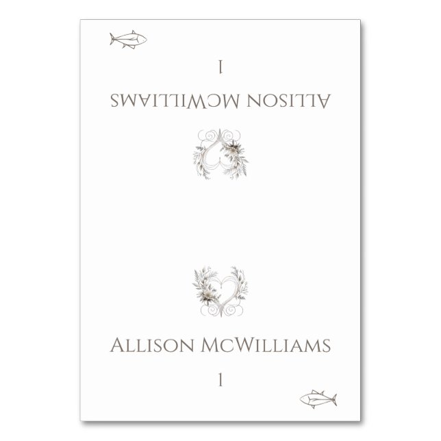 Bröllop Placera kort-Fikon-Blommor med hjärta Bordsnummer (Framsidan)