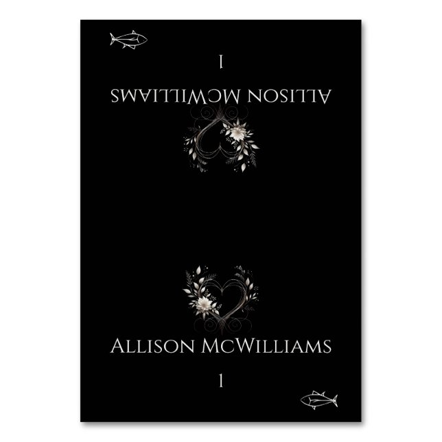 Bröllop Placera kort-Fikon-Blommor med hjärta Bordsnummer (Framsidan)