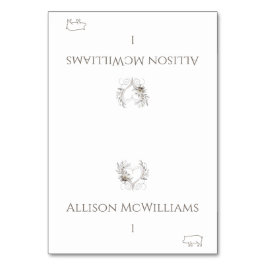 Bröllop Placera kort-Gris Icon-Flowers med hjärta Bordsnummer