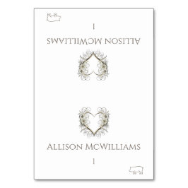 Bröllop Placera kort-Gris Icon-Flowers med hjärta Bordsnummer