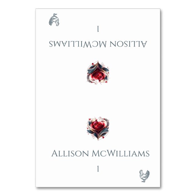 Bröllop-platskort - Chickikon-Hjärtformade Ro Bordsnummer (Framsidan)