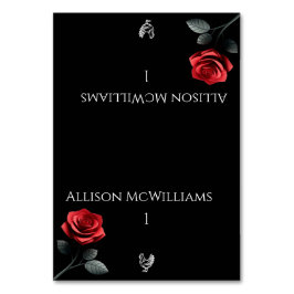 Bröllop-platskort - enkelt Röd ros-fjäderfä Bordsnummer