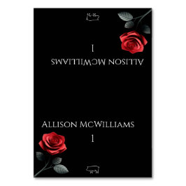 Bröllop-platskort - enkelt Röd ros-Gris Bordsnummer