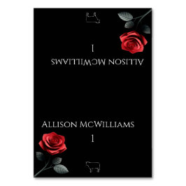 Bröllop-platskort - enkelt Röd ros-Kött Bordsnummer