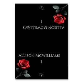 Bröllop-platskort - enkelt Röd ros-vegetariskt Bordsnummer