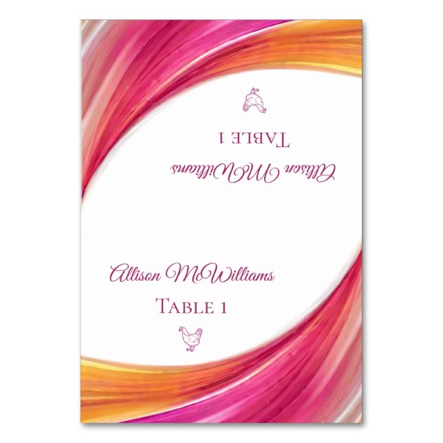 Bröllop-platskort-fjäderfäikon- Bordsnummer (Framsidan)