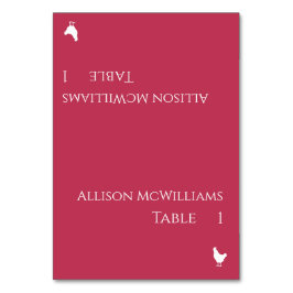 Bröllop-platskort - fjäderfäikon-Viva-Magenta- Bordsnummer