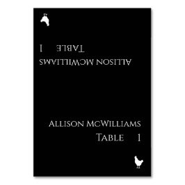 Bröllop-platskort - Foultry Icon-Black och White- Bordsnummer