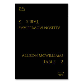 Bröllop-platskort-Gris-ikonen-Black och Guld Bordsnummer