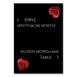 Bröllop-platskort - Hjärtformade Röd ros Bordsnummer